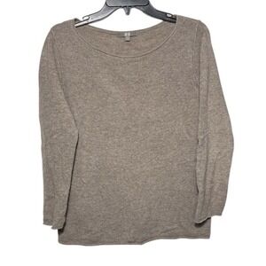 Uniqlo 100% Cashmere Sweater Size L Taupe Soft Cozy Minimalist